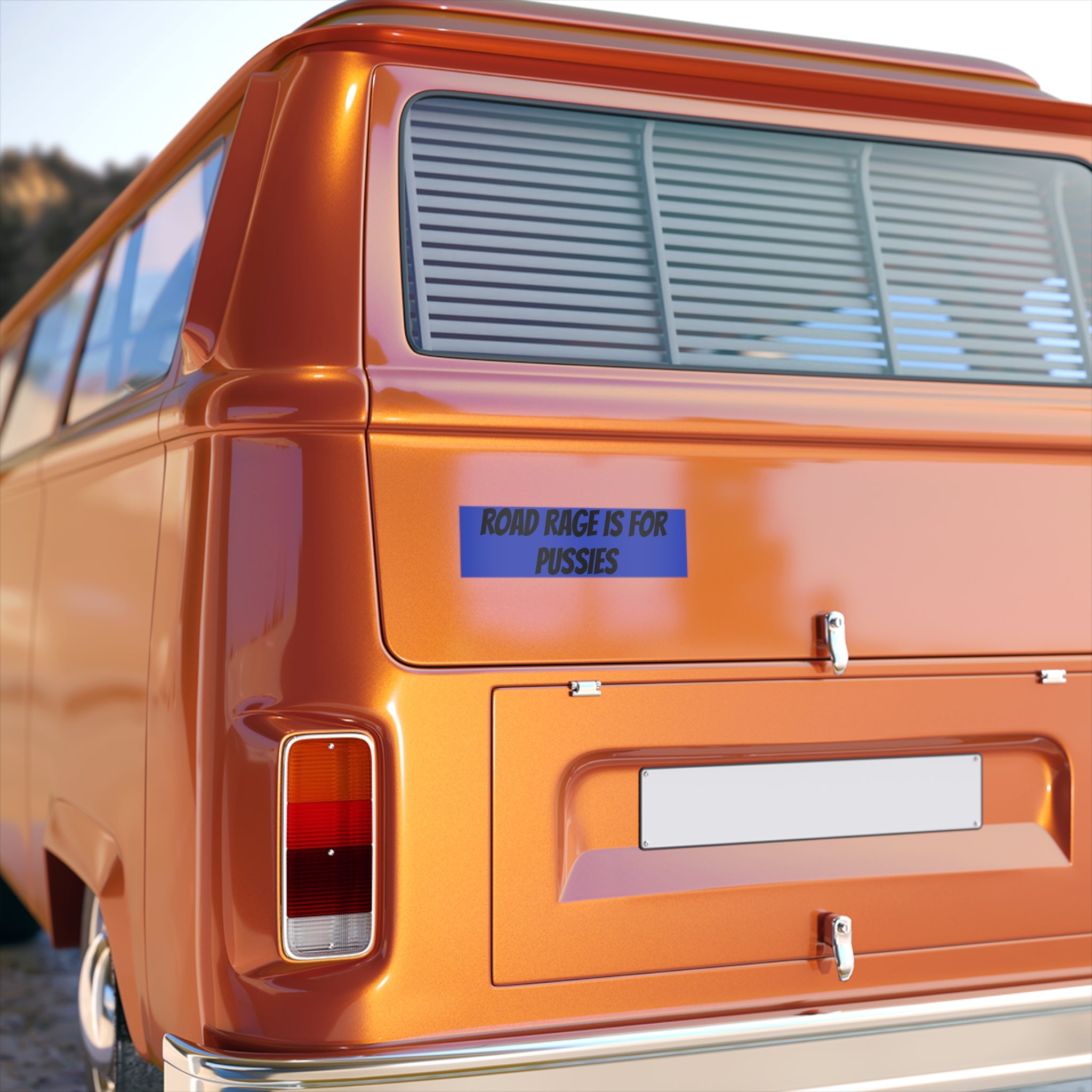 Bumper Stickerz — "Road Rage Is For Pussies" Bold Blue Decal