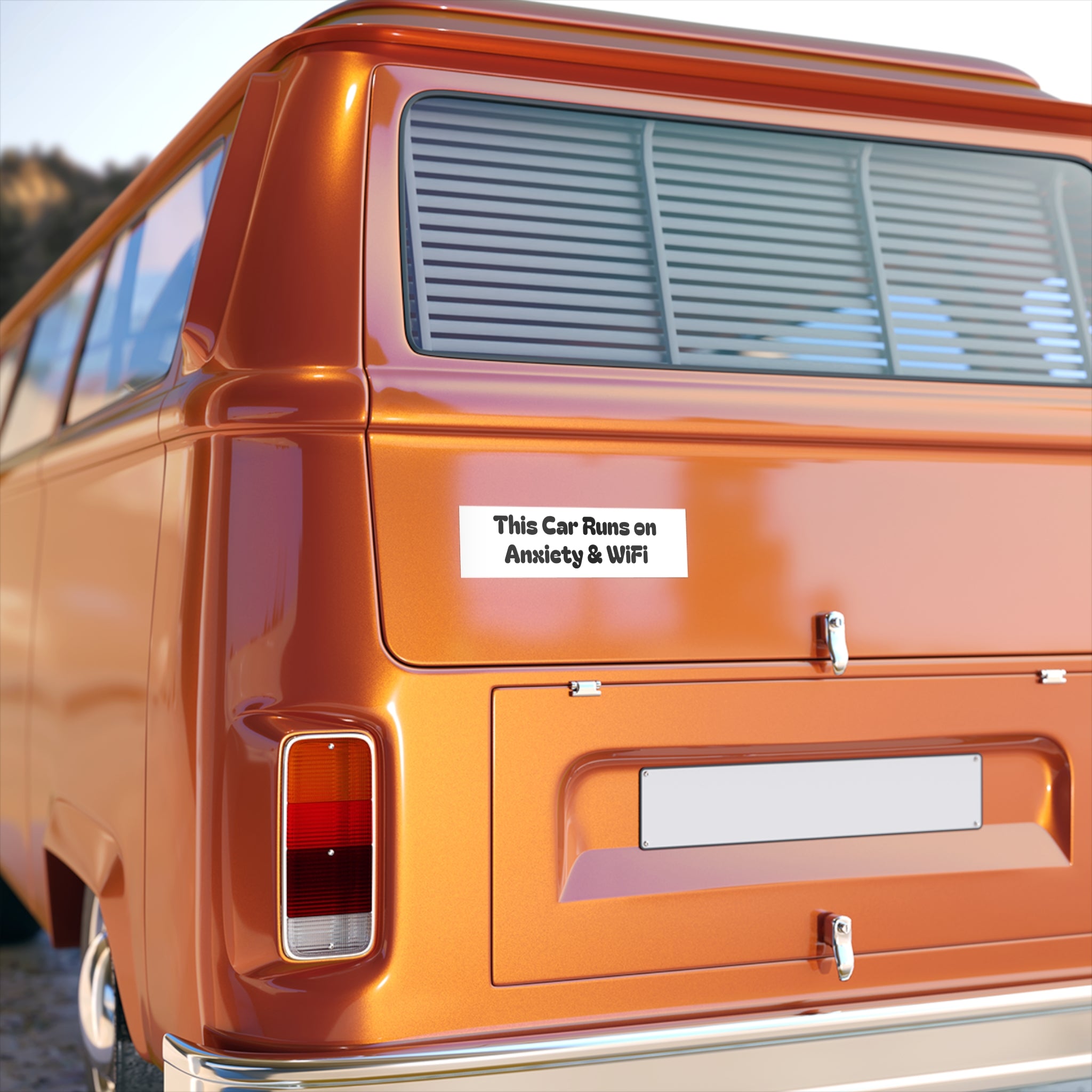 Bumper Sticker — "This Car Runs on Anxiety & WiFi"